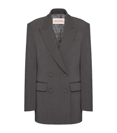 Valentino Virgin Wool Double-breasted Blazer In Grey