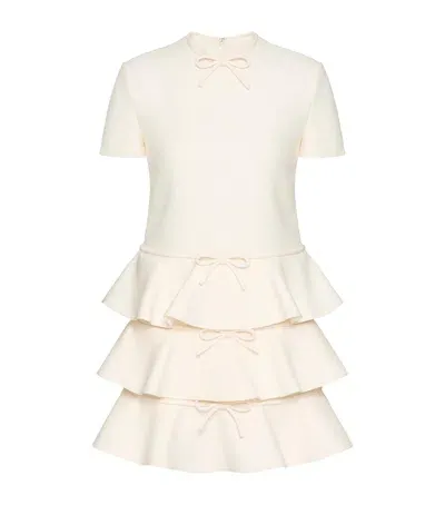 Valentino Virgin Wool-silk Bow-detail Mini Dress In Ivory