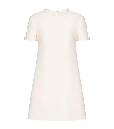 Valentino Virgin Wool-silk Crepe Mini Dress In Ivory