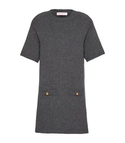 Valentino Virgin Wool Sweater Dress In Grau