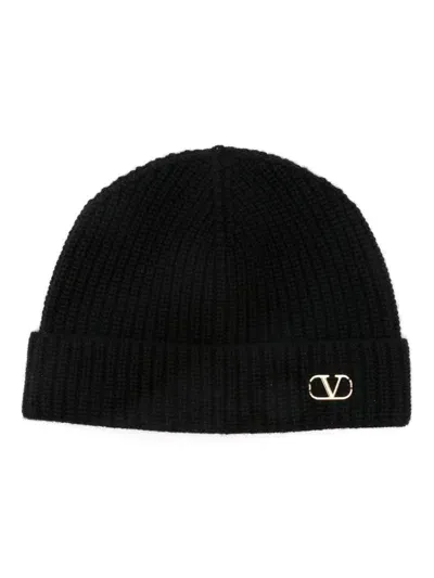 Valentino Garavani Knitted Beanie In Black