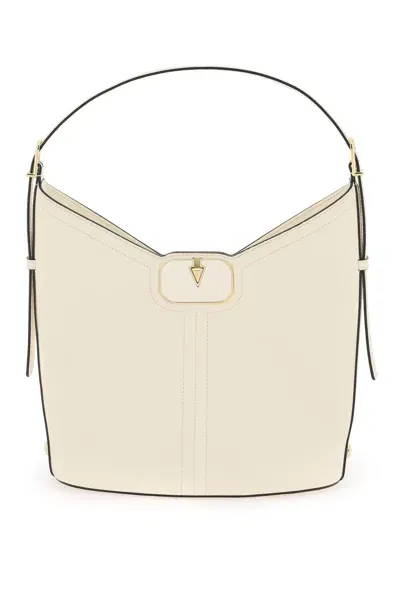 Valentino Garavani Vlogo Leather Hobo Bag In White