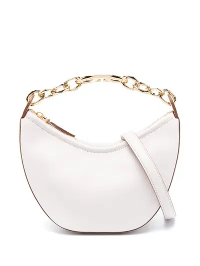 Valentino Garavani Small Vlogo Moon Leather Shoulder Bag In White