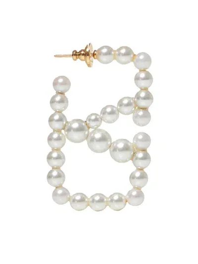 Valentino Garavani Valentino Vlogo Signature Embellished Earrings In White