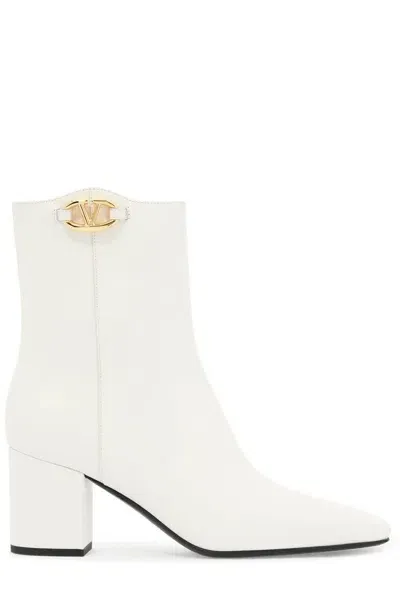 Valentino Garavani Valentino Vlogo Signature Square Toe Ankle Boots In White