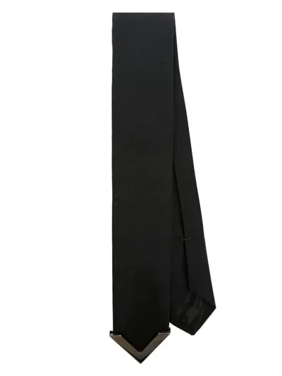 Valentino Garavani Vlogo Wool And Silk Tie In Black