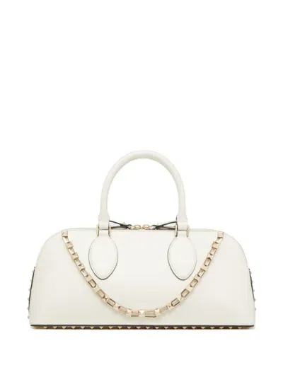 Valentino Garavani Rockstud-embellished Leather Tote Bag In White