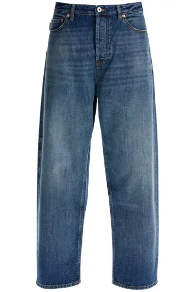 Valentino Wide-legged Cropped Jeans With A Relaxed In Blue