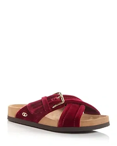 Valentino Garavani Anywhere Crisscross Buckle Slide Sandals In Cerise Red