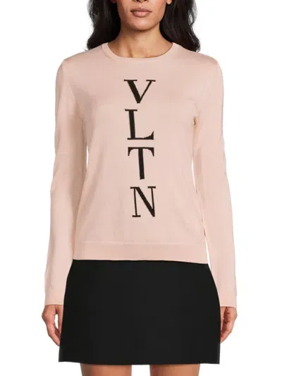 Valentino Long Sleeve Crew-neck Sweater In Blush