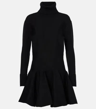 Valentino Wool-blend Minidress In Schwarz