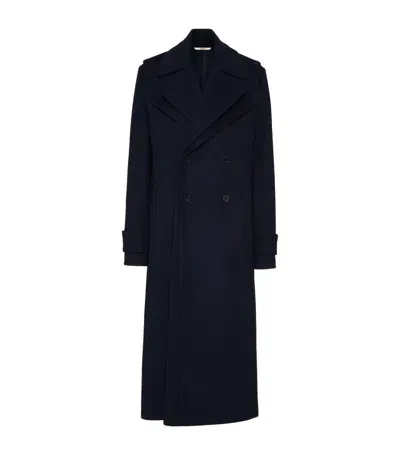 Valentino Wool-cashmere Double-breasted Coat In Blue