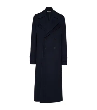 Valentino Wool-cashmere Double-breasted Coat In Blue