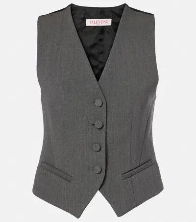 Valentino Wool Gabardine Vest In Grey