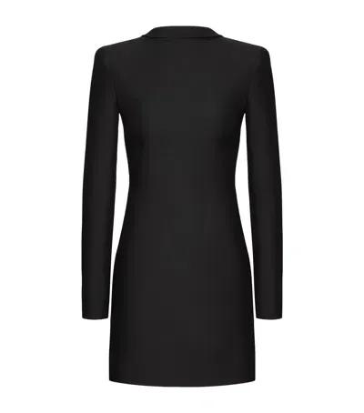 Valentino Wool-silk Reverse-tuxedo Mini Dress In Black