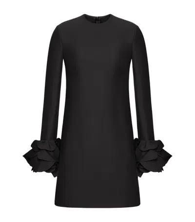 Valentino Wool-silk Ruffled Mini Dress In Black