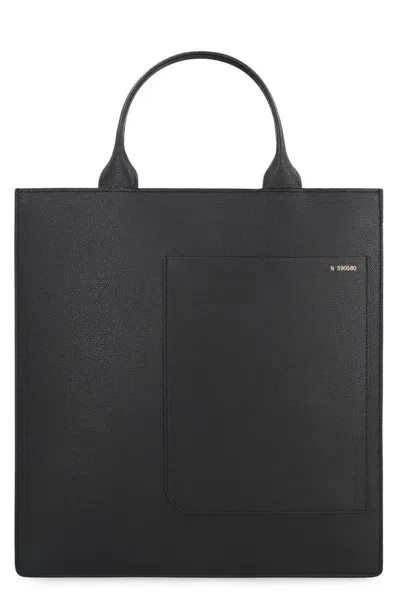 Valextra Boxy Medium Top Handle Bag In Black