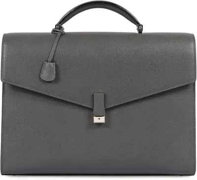 Valextra Iside Leather Handbag In Grey