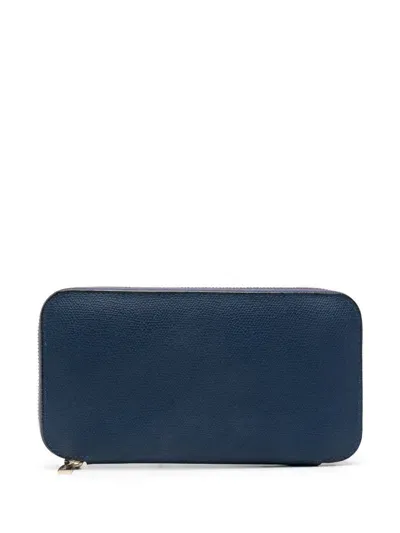 Valextra Leather Continental Wallet In Blue