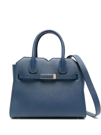 Valextra Mini Milano Tote Bag In Blue