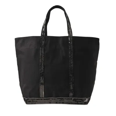 Vanessa Bruno Sequincanvas Medium Zipped Tote In Black