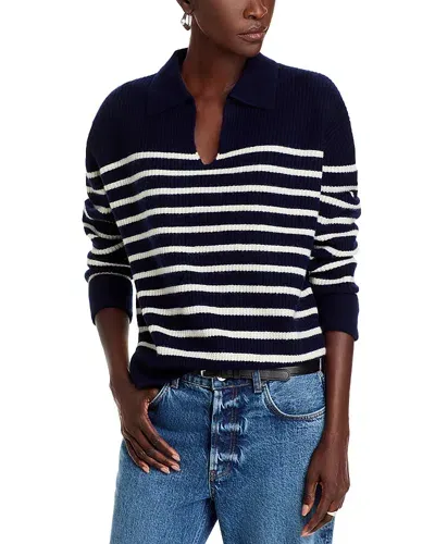 Vanessa Bruno Valdi Merino Wool Stripe Sweater In Marine/ecru