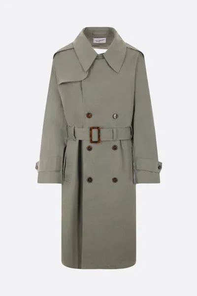 Vaquera Open-back Double-breasted Trench Coat In Green