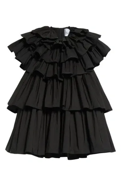 Vaquera Tiered Ruffle Minidress In Black