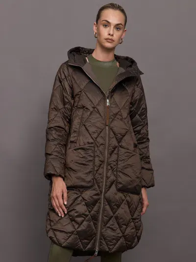 Varley Frisco Long Quilt Coat In Brown