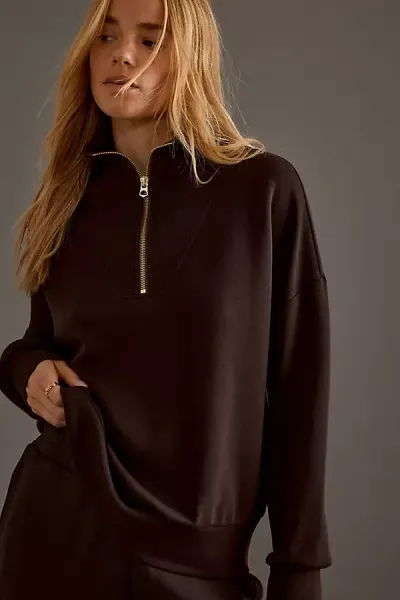 Varley Hawley Half-zip Sweatshirt In Brown