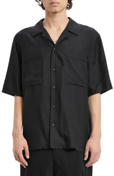 Vayder Alonzo Oversize Lyocell & Silk Camp Shirt In Black