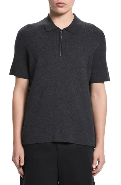 Vayder Arnold Organic Cotton Blend Zip Polo Sweater In Black