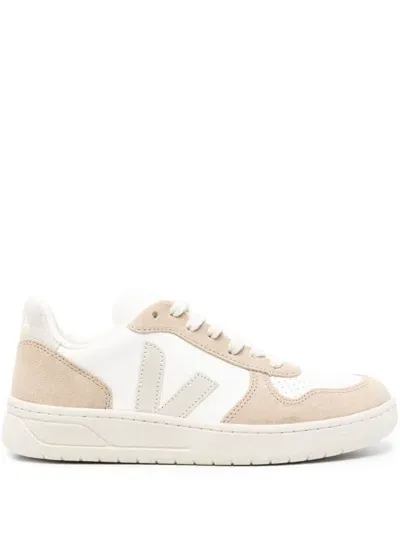 Veja V-10 Chromefree Leather Sneakers In White