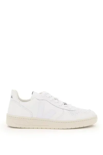 Veja V-10 Leather Sneakers In White