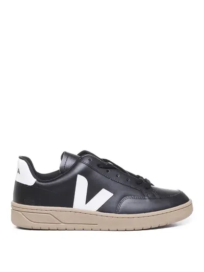 Veja V-12 Black Dune Sneakers In Chromefree Cowskin