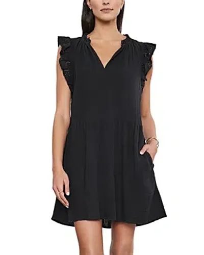 Velvet By Graham & Spencer Grace Cotton Eyelet Mix Dress In Black