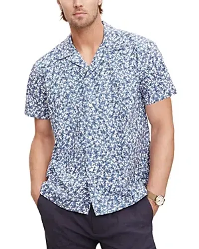 Velvet By Graham & Spencer Iggy02 Cotton Printed Button Down Camp Shirt In Asul Blue