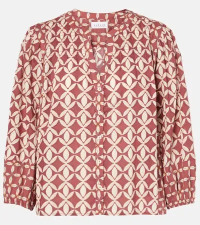 Velvet Haddon Printed Cotton Blouse In Red