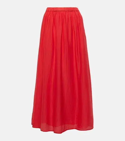 Velvet Mariela Cotton And Silk Maxi Skirt In Red