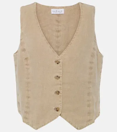 Velvet Mylie Linen Vest In Brown