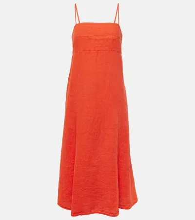 Velvet Stephie Linen Midi Dress In Red