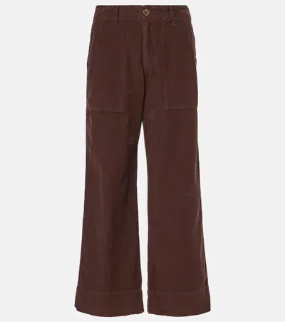 Velvet Vera Cropped Corduroy Wide-leg Pants In Brown