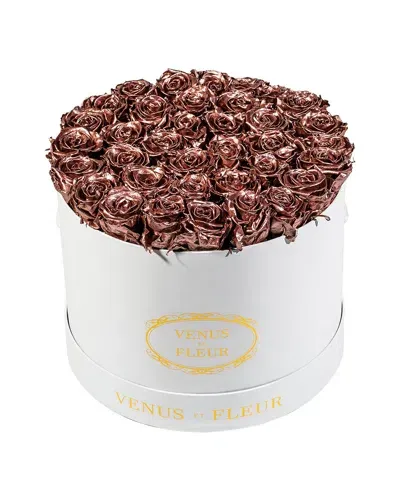 Venus Et Fleur Classic Large Round Rose Box In Rose Gold