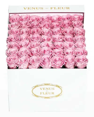 Venus Et Fleur Classic Large Square Rose Box In Pink