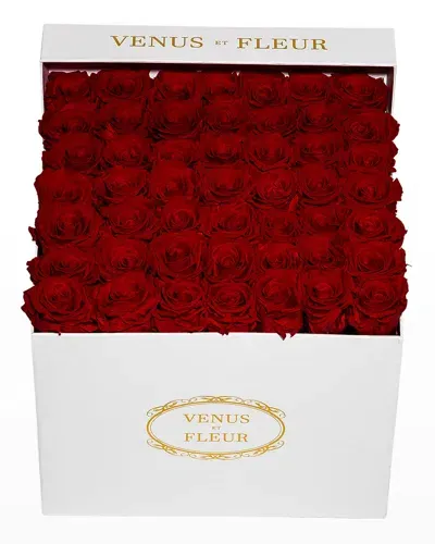 Venus Et Fleur Classic Large Square Rose Box In Red