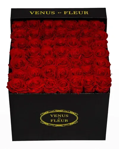 Venus Et Fleur Classic Large Square Rose Box In Red