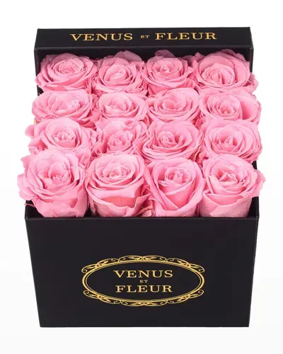 Venus Et Fleur Classic Small Square Rose Box In Pink