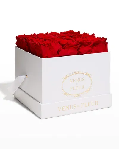 Venus Et Fleur Classic Small Square Rose Box In Red