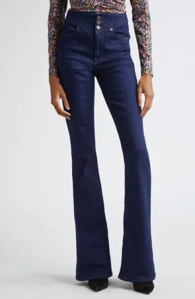 Veronica Beard Beverly High Waist Skinny Flare Jeans In Washed Oxford