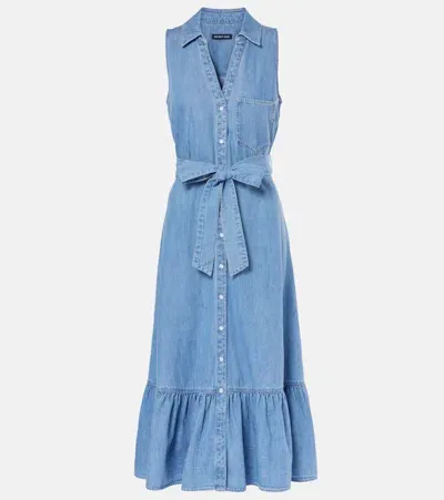 Veronica Beard Edwina Belted Denim Midi Dress In Blue